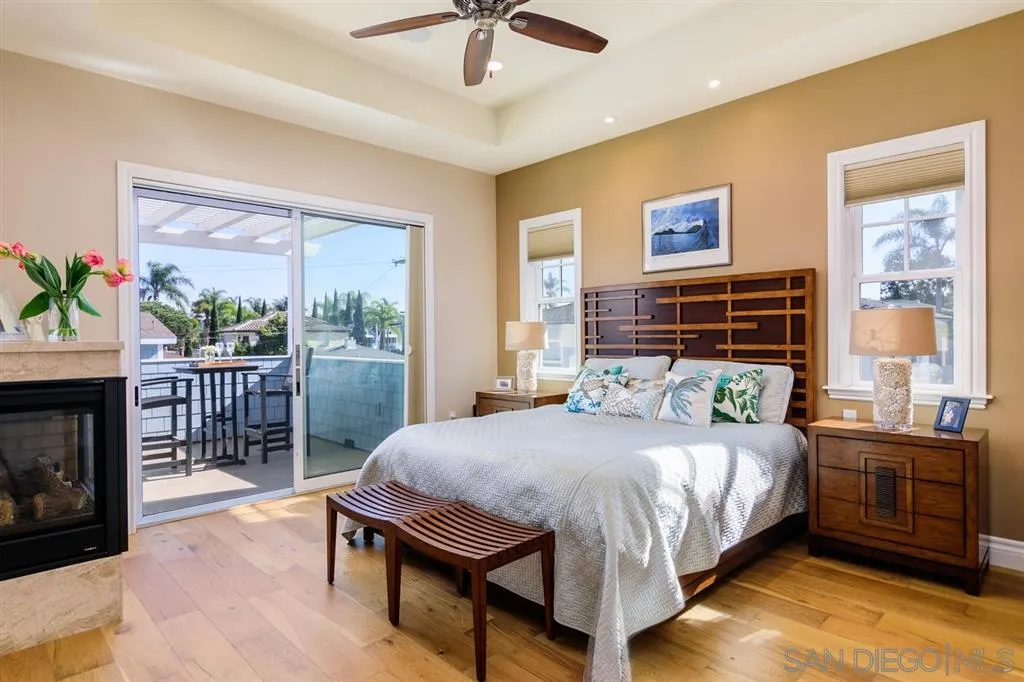 261 E Avenue Coronado, CA 92118 - Photo 10 of 25 a bedroom with a bed table and a large window