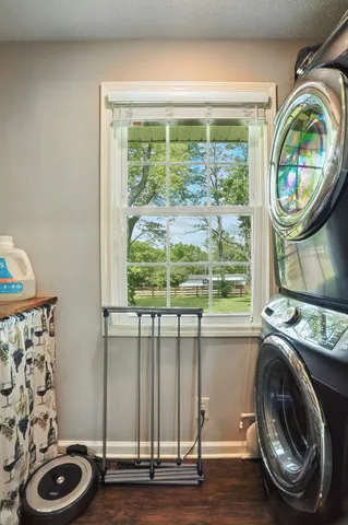 a view of a room with washer and dryer