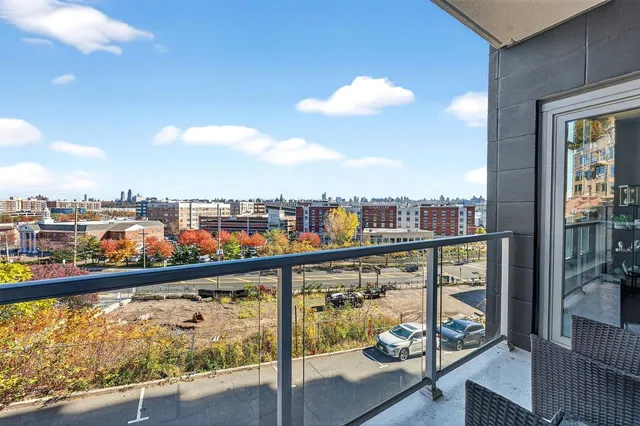a view of a city from a balcony