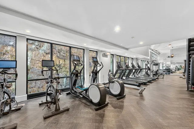a view of a room with gym equipment