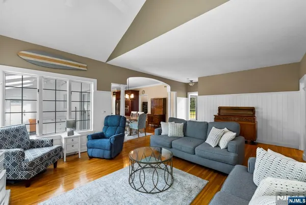 a living room with furniture and a couch