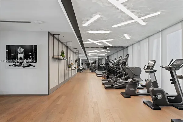 a view of a room with gym equipment
