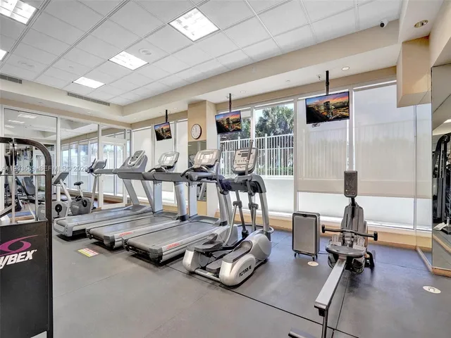 a view of a room with gym equipment