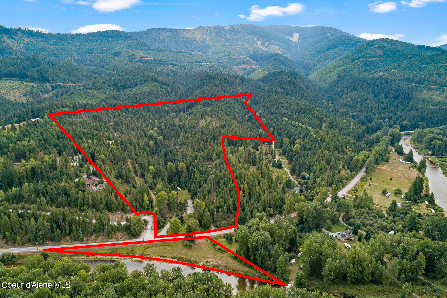 9076 Coeur D'Alene River Road Kingston, ID 83839 - Photo 15 of 32 Aerial_9076CoeurdAleneRiverRd-1_Outlined