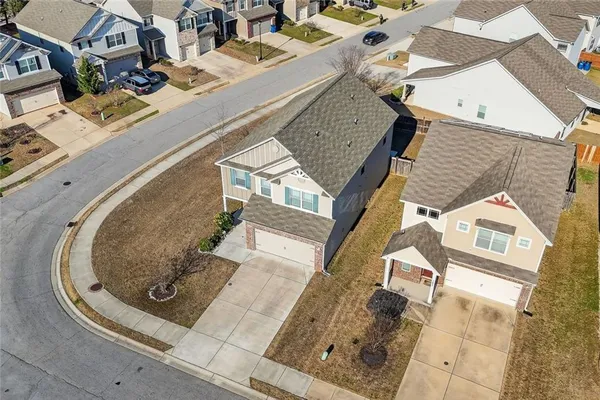an aerial view of a house