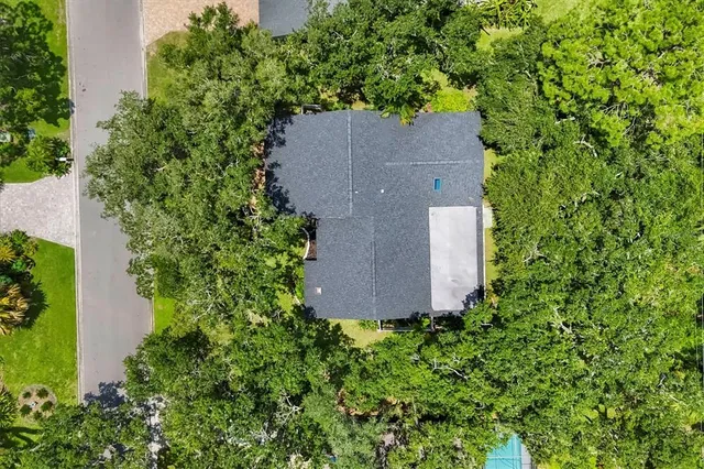 an aerial view of a house