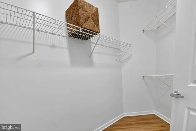 a view of small space with racks on the wall