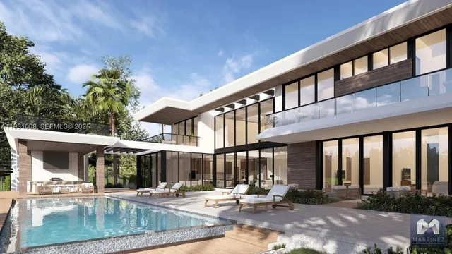 a view of a building with sitting area and garden