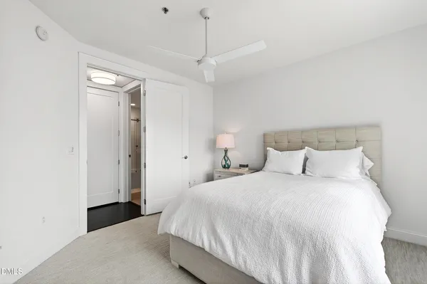 a bathroom with a shower and a toilet