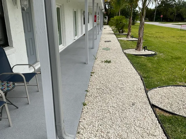 swimming pool view with seating space