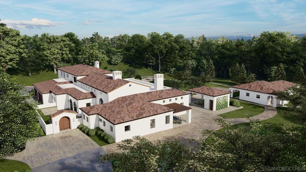 4919 El Secreto Rancho Santa Fe, CA 92067 - Photo 3 of 13 an aerial view of a house with swimming pool and garden