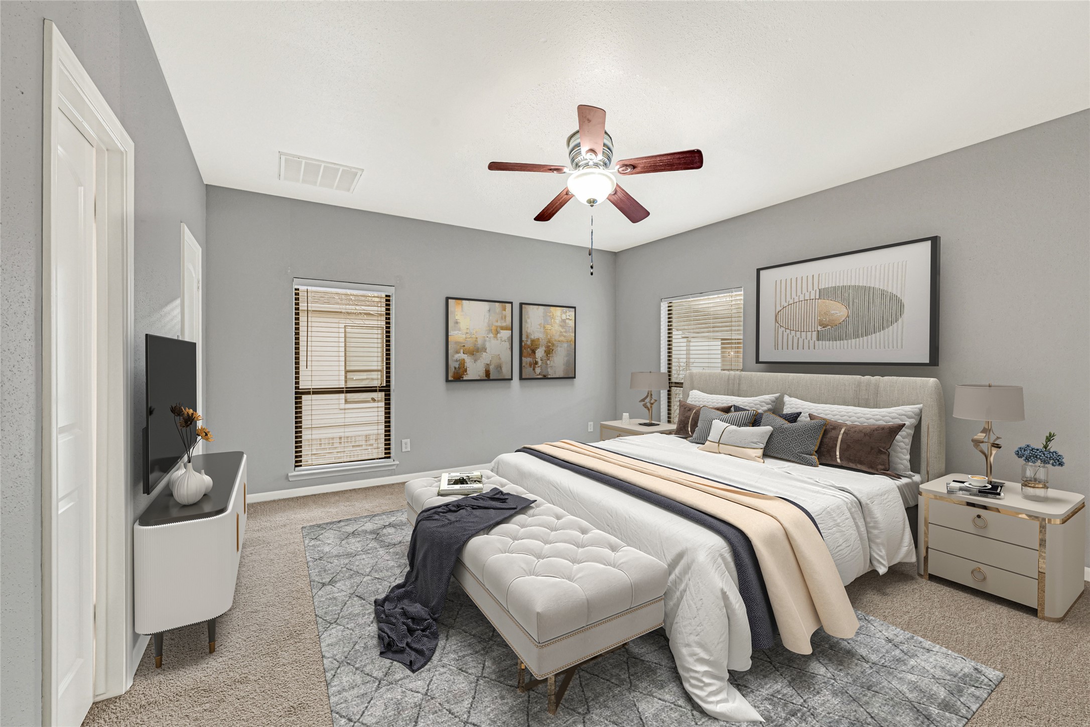 2425 Augusta Drive, Unit 29 Houston, TX 77057 - Photo 18 of 30 a bedroom with a bed couch and window