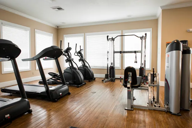 a view of a room with gym equipment