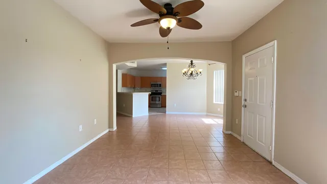 a view of a kitchen and a window
