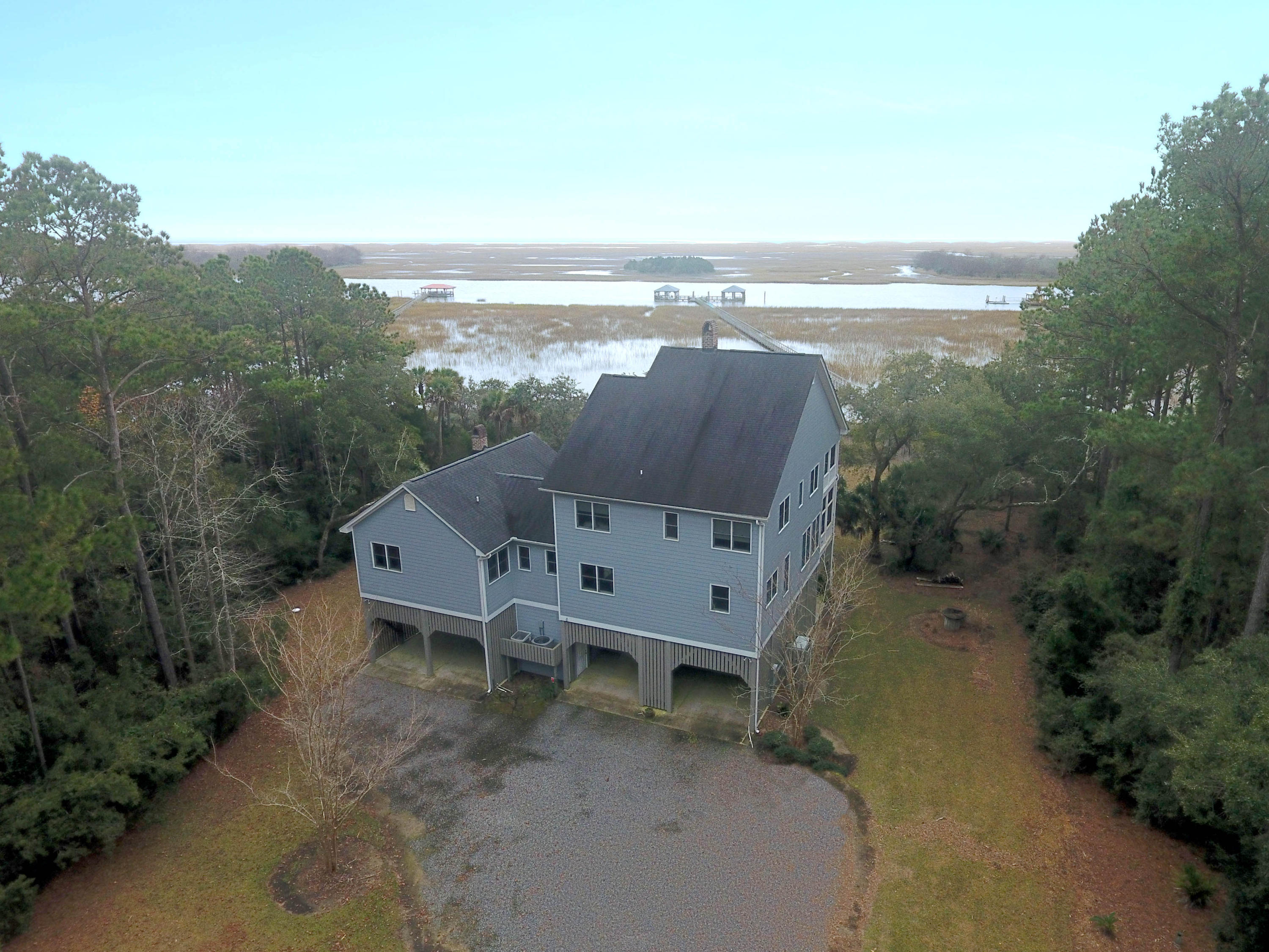 9631 2 Pines Road McClellanville, SC 29458 - Photo 45 of 53 74-Waterfront-Aerial-View