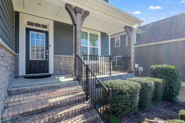 a view of a porch with a bench