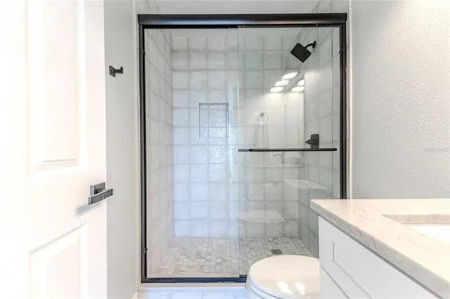 an aerial view of a entryway