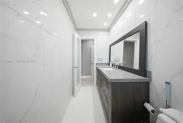 a view of balcony with wooden floor