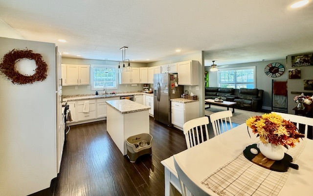 708 East North Street Monticello, IL 61856 - Photo 9 of 38 a dining room with stainless steel appliances a table and chairs