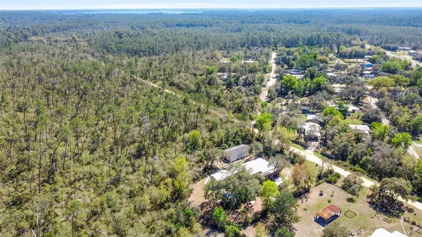 a view of a houses covered with trees