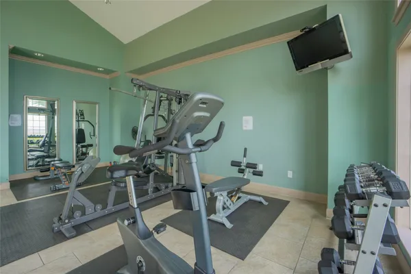 a view of a room with gym equipment