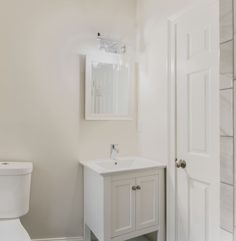 217 West 9th Street, Unit 1 Boston, MA 02127 - Photo 11 of 14 a bathroom with a toilet sink and mirror