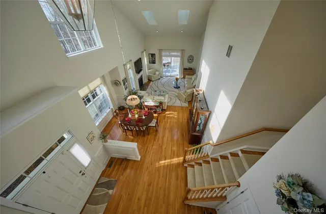 a view of living room with furniture and rug