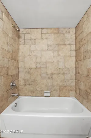 a bathroom with a bathtub