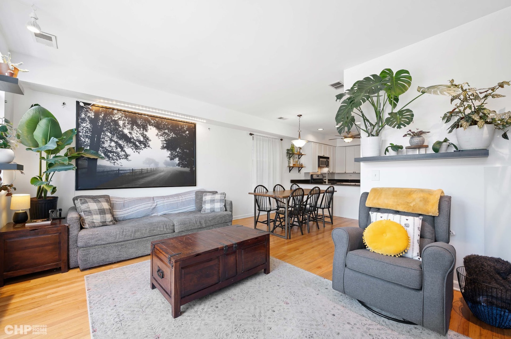 2349 West Harrison Street, Unit 3 Chicago, IL 60612 - Photo 5 of 26 a living room with furniture and a wall painting