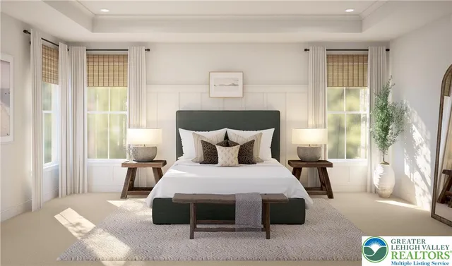 a bed room with a bed and a couch