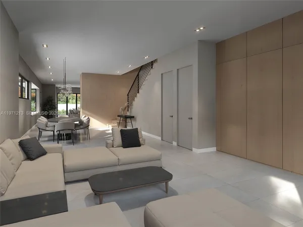 a living room with furniture