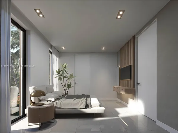 a living room with furniture