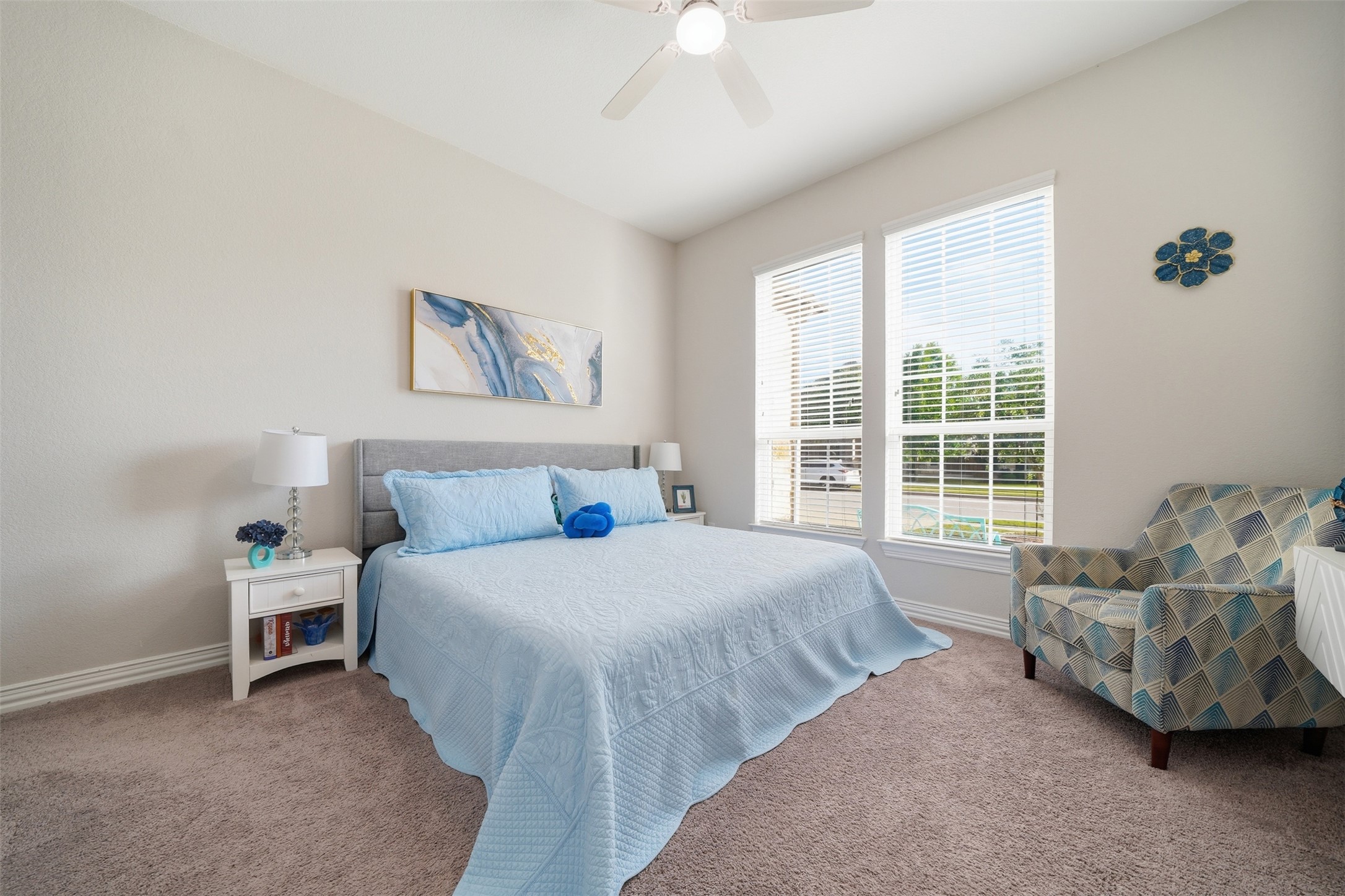 4301 Logan Ridge Drive Cedar Park, TX 78613 - Photo 20 of 38 Bedroom featuring carpet and ceiling fan