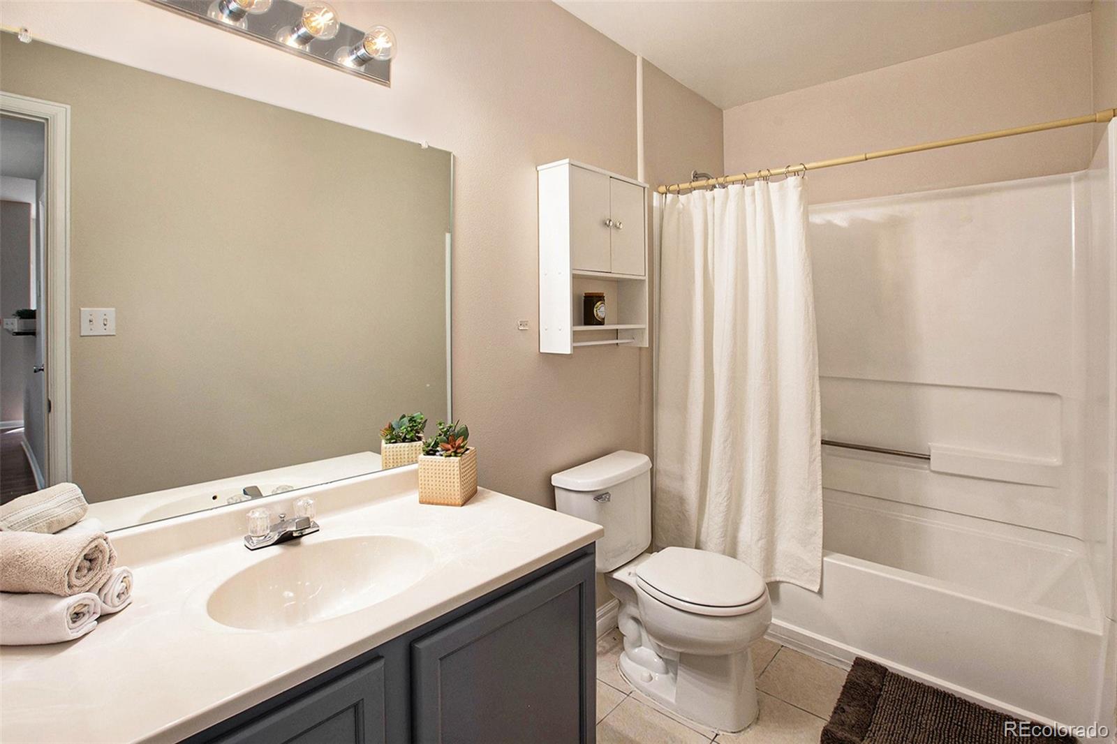 8438 South Thunder Ridge Way, Unit 102 Highlands Ranch, CO 80126 - Photo 8 of 16 a bathroom with a sink a toilet and shower