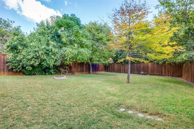 a view of a backyard with a trees