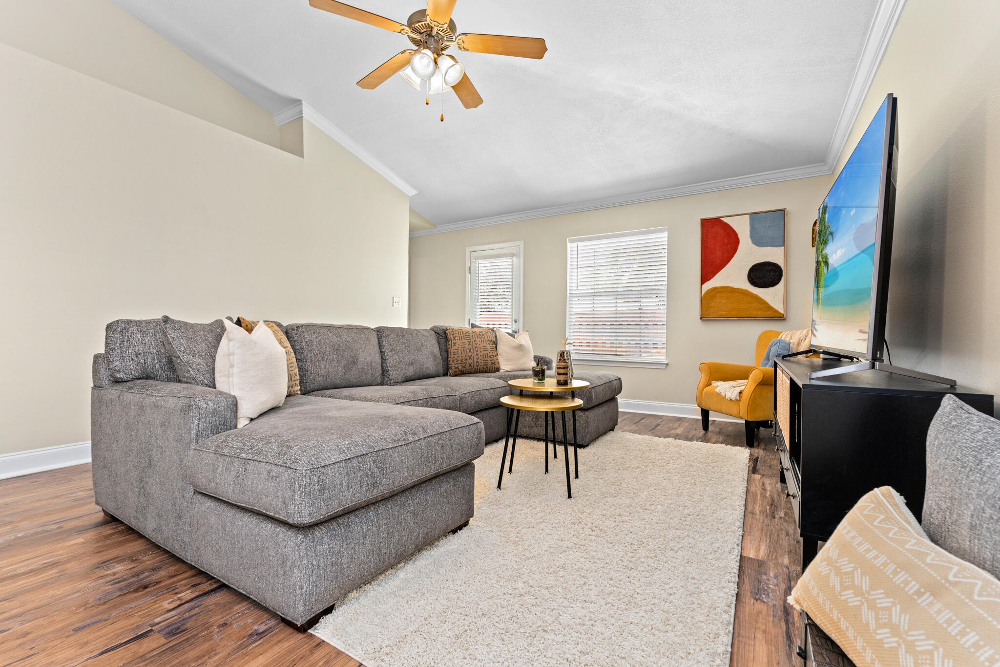 90 South Harborview Road Santa Rosa Beach, FL 32459 - Photo 16 of 33 a living room with furniture and wooden floor