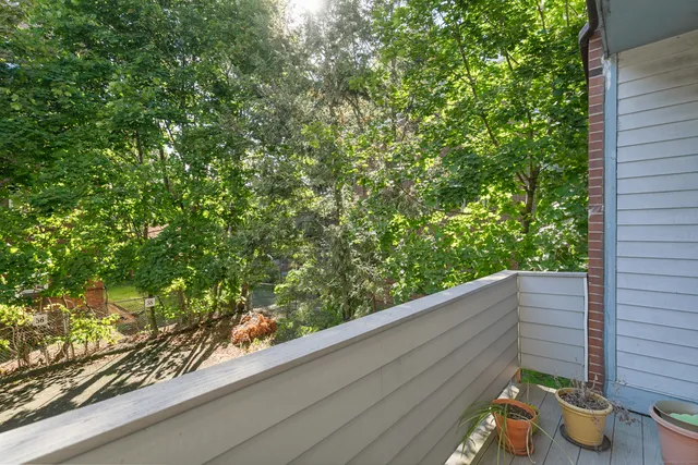 a view of a bench in a balcony