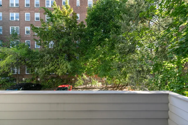 a view of a yard with potted plants