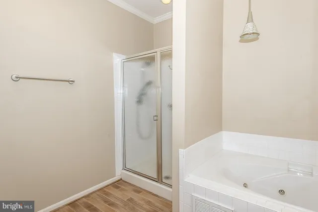 a bathroom with a bathtub