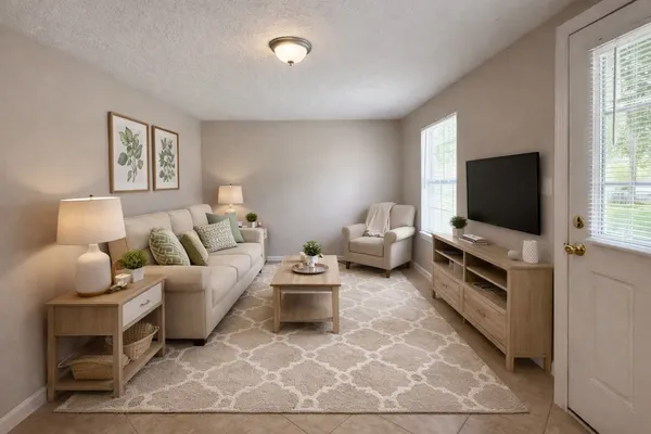 a living room with furniture and a flat screen tv