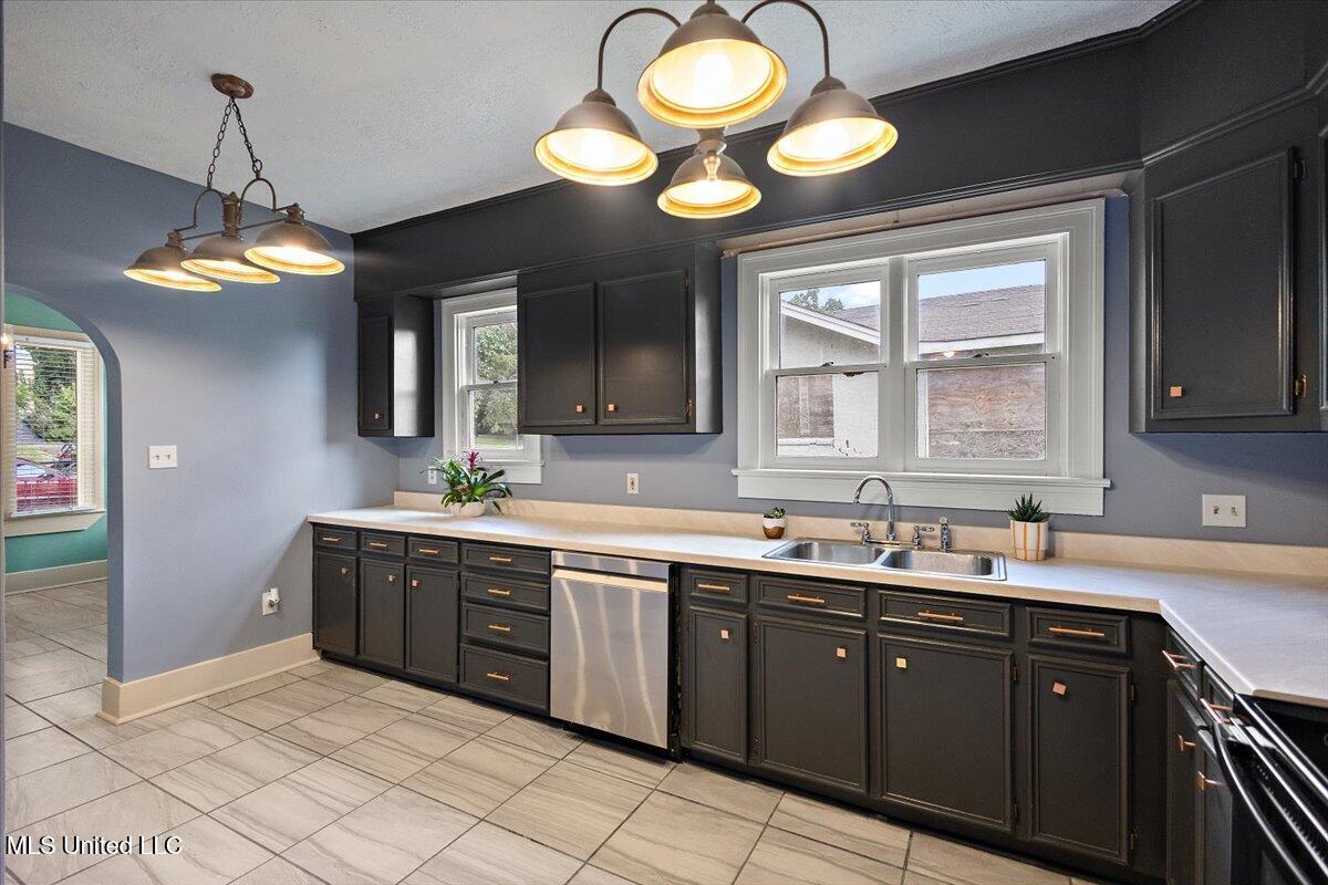 Kitchen looking towards window