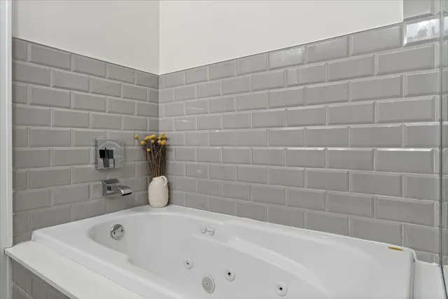 a bathroom with a bathtub