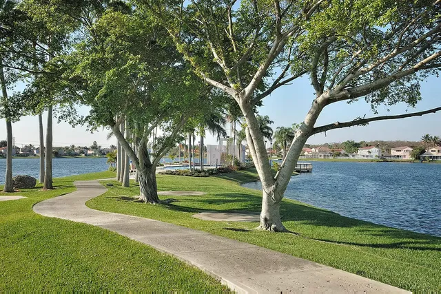 a view of a lake with a mountain