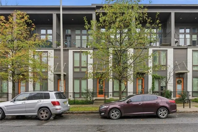 a car parked in front of a building