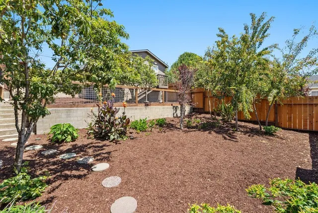 a backyard of a house with lots of green space
