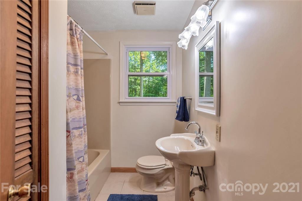 1158 Trammel Gap Road Saluda, NC 28773 - Photo 16 of 32 a bathroom with a sink a toilet and a mirror