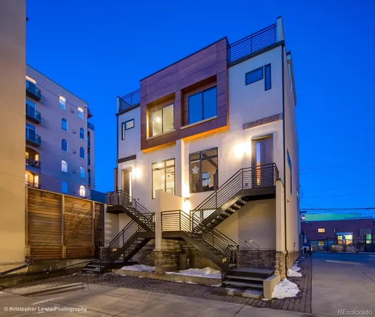 a front view of a building with street