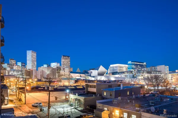 a city view with tall buildings