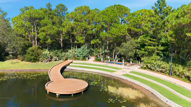 an aerial view of residential house with outdoor space and swimming pool