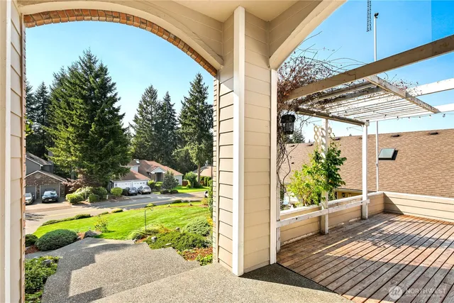 a view of swimming pool from a balcony